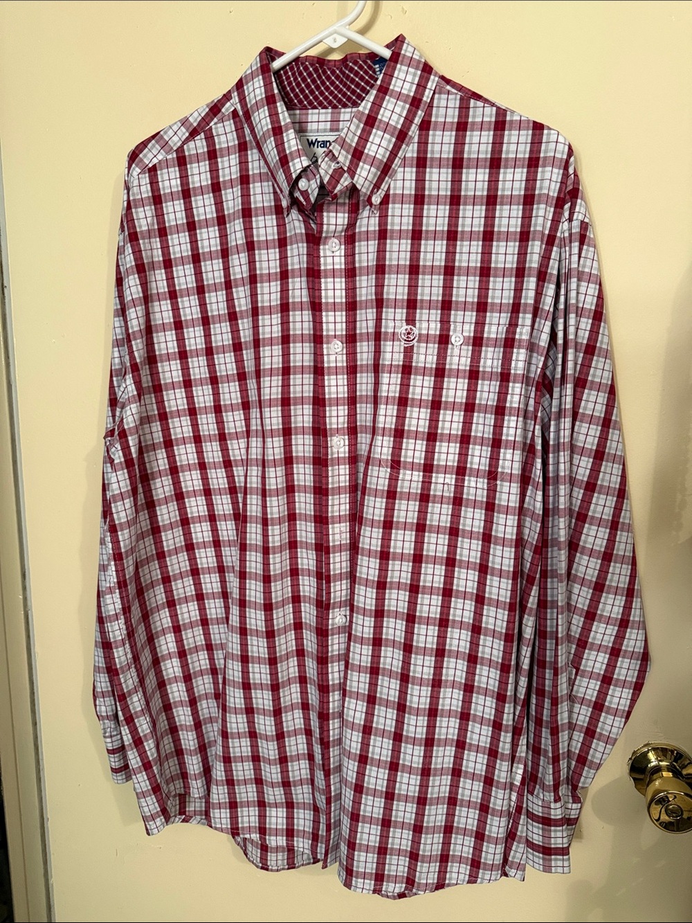 Wrangler George Straight Red and White Plaid Button-Down Shirt